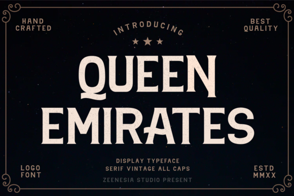 Queen Emirates Font for Editorial Design